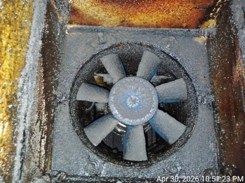 Exhaust fan and housing before commercial kitchen exhaust cleaning in Bukit Batok